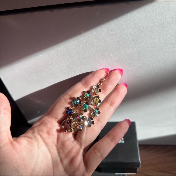 Saks of Fifth Gold Colorful Floral Teardrop Earrings - Picture 4 of 11